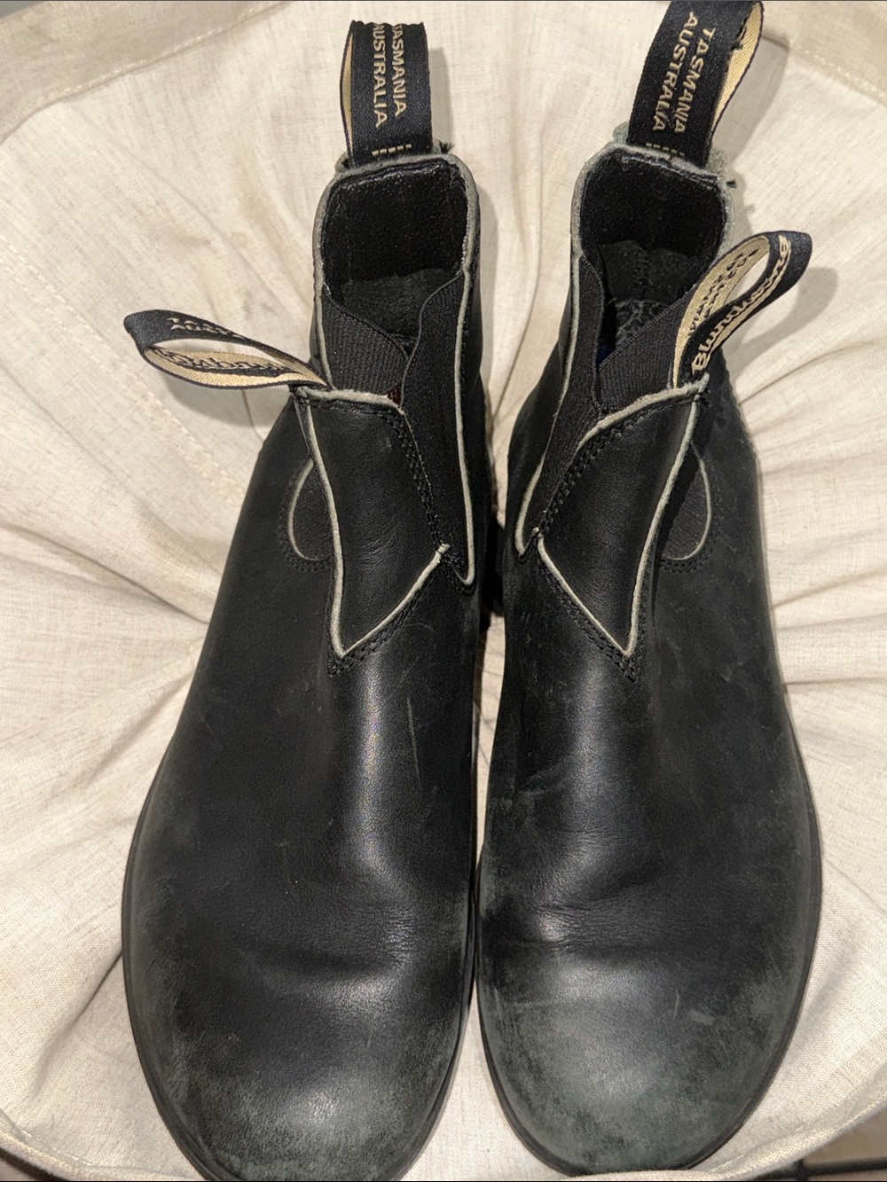 Blundstone Black Chelsea Style Leather Ankle Boots with Contrast Pull Tabs